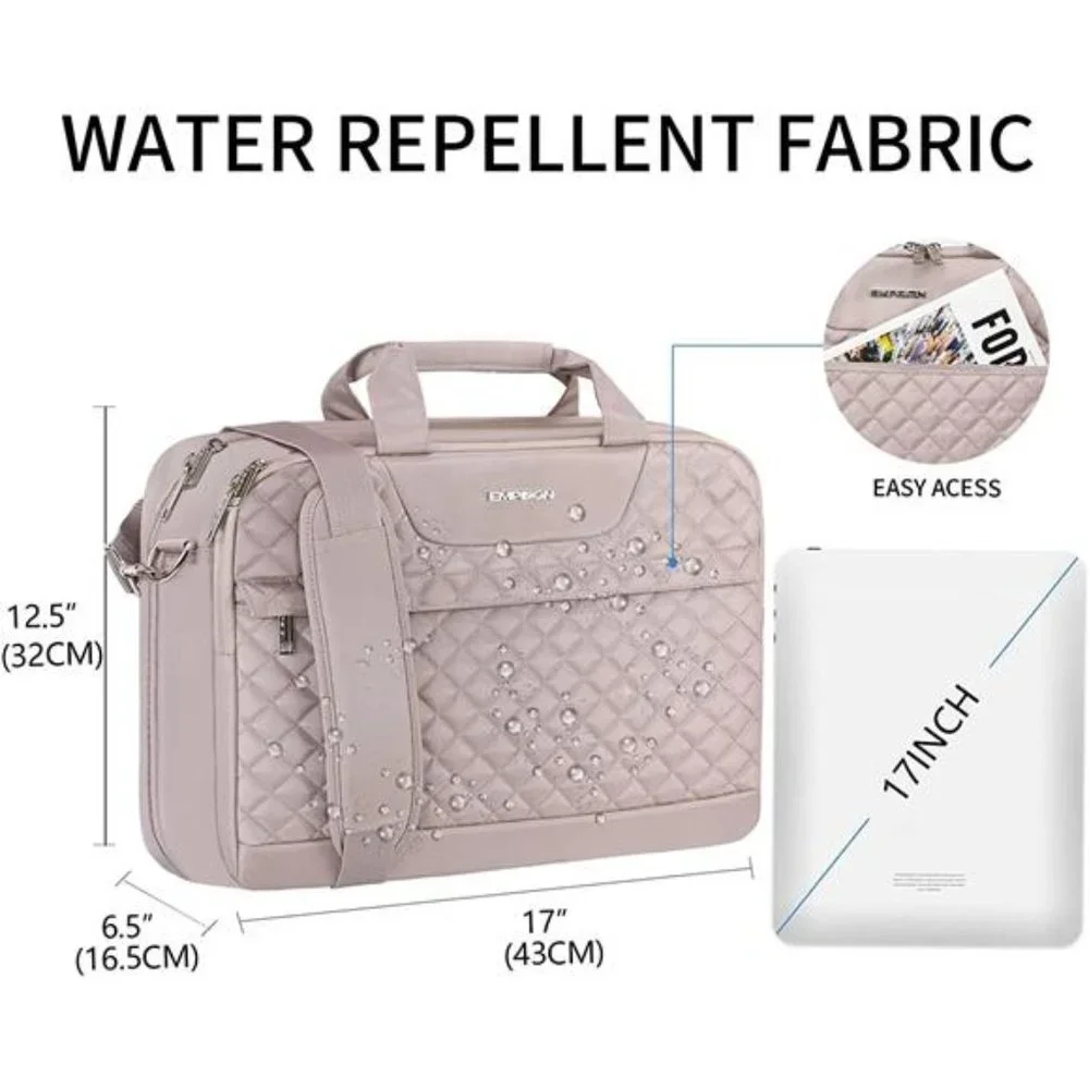 17.3 Inch Laptop Bag, Large Capacity Expandable Briefcase for Women